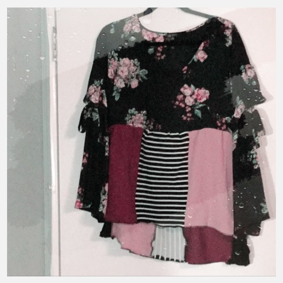 Lily Rose Tops - ♥️On hold ♥️Mix print upcycled blouse 😍